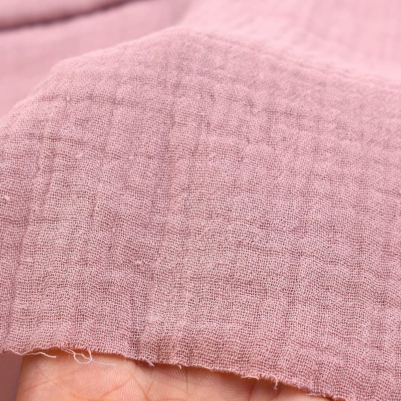 Zsedrut Wrinkle Gauze Cotton Material Quilting Sewing Craft Fabric Table Runners Decor Cloth for Party, Wedding Cheesecloth Kitchen Cooking (1 Yard, Pink) - Image 4